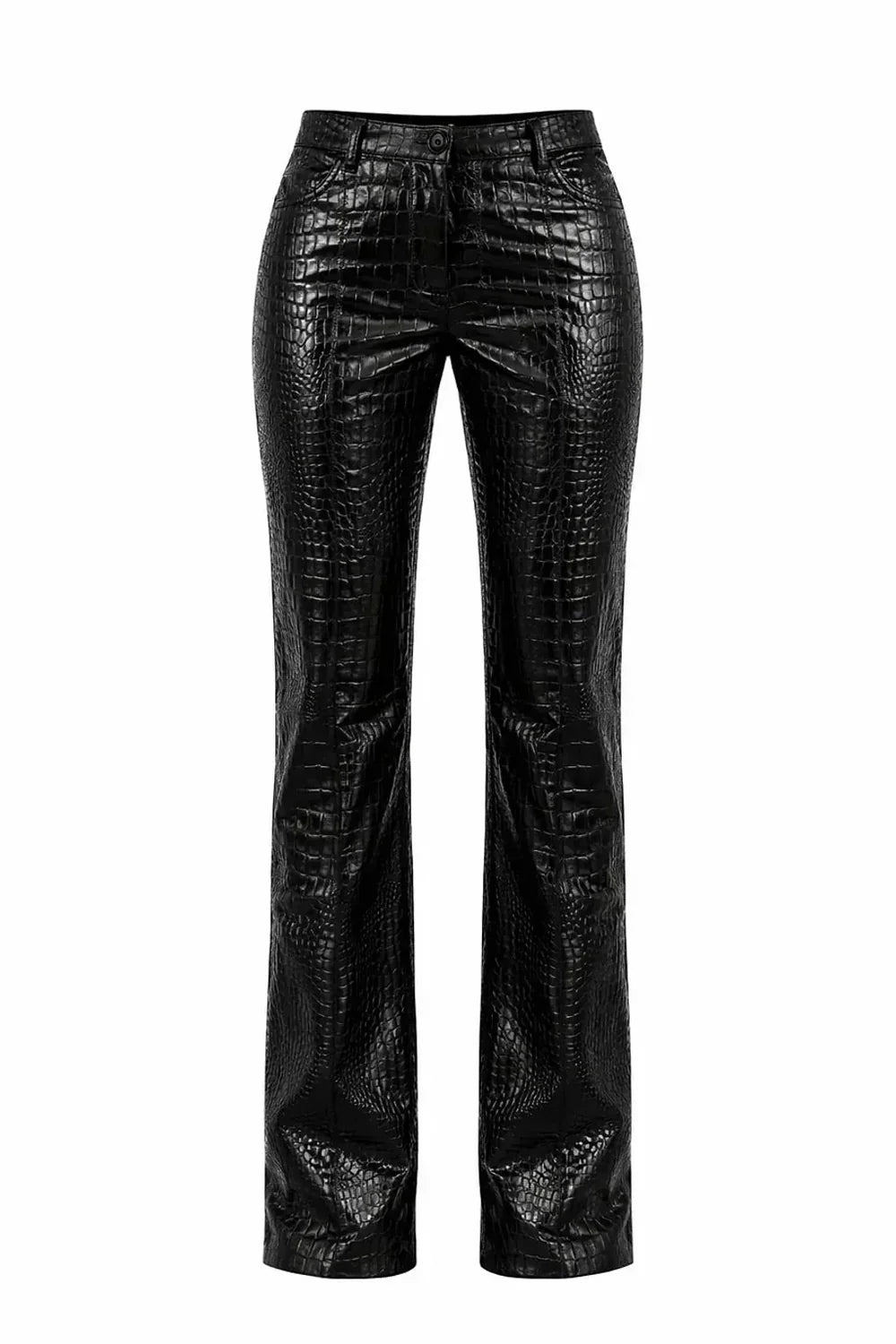 SİYAH ÖNÜ DİKİŞ DETAYLI DERİ PANTOLON - MiiN