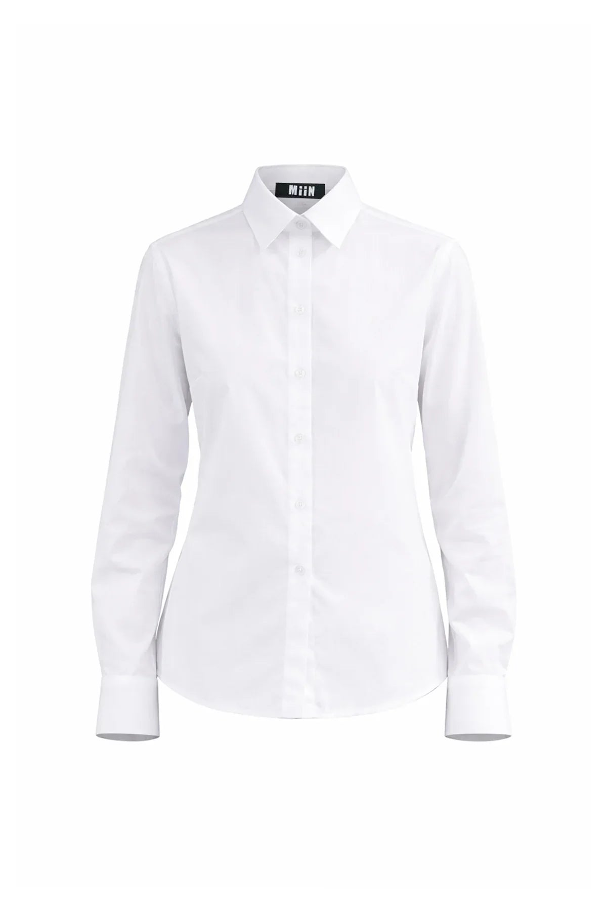 BEYAZ UZUN KOLLU MANŞETLİ POPLİN GÖMLEK - MiiN