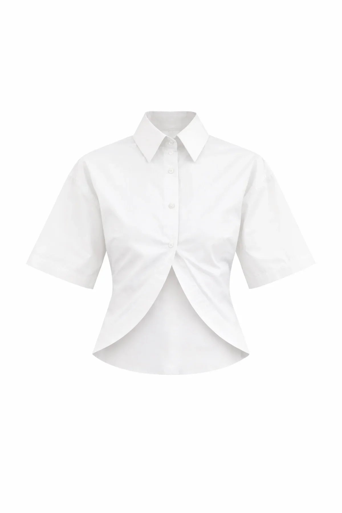 WHITE THREE QUARTER SLEEVE POPLIN SHIRT