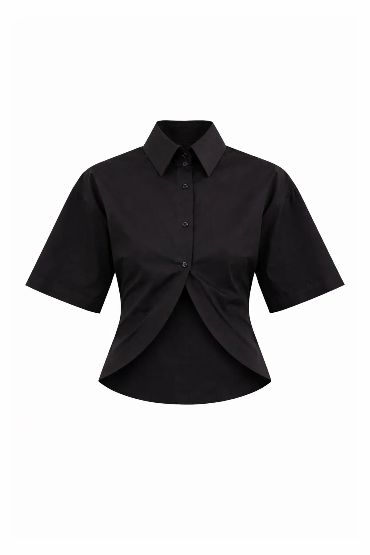 SİYAH TRUVAKAR KOLLU POPLİN GÖMLEK - MiiN