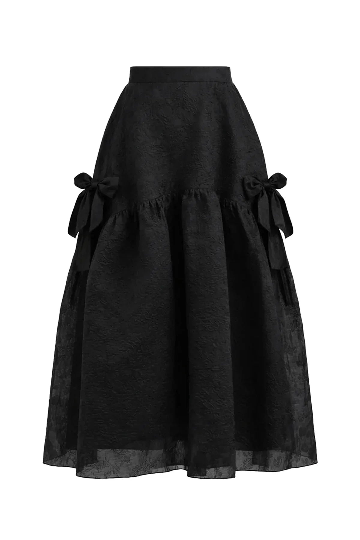 BLACK JACQUARD PATTERNED CUP LONG SKIRT