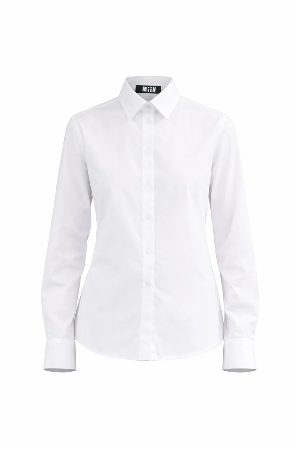 WHITE LONG SLEEVE CUFFS POPLIN SHIRT