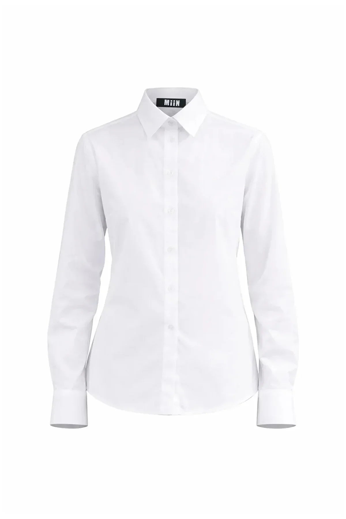 BEYAZ UZUN KOLLU MANŞETLİ POPLİN GÖMLEK