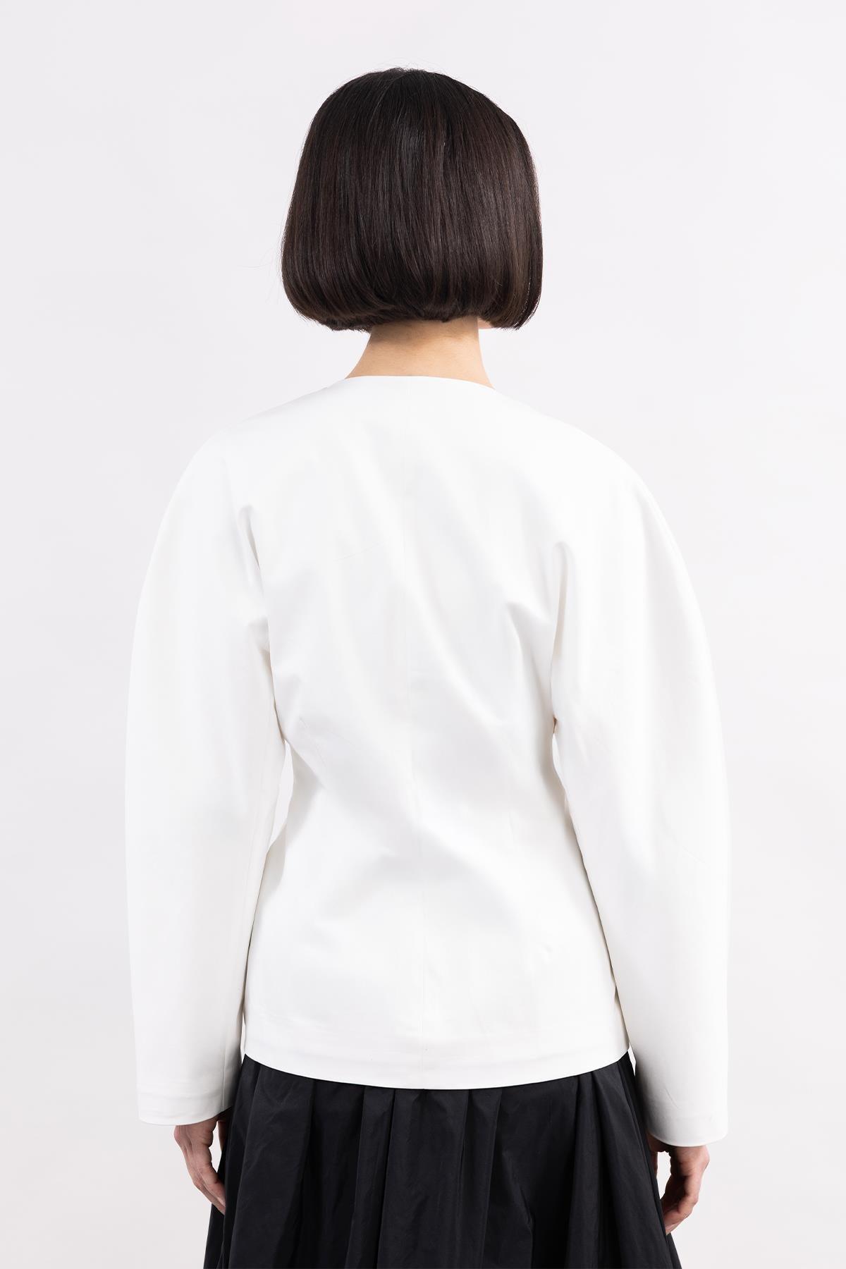 BEYAZ JAPONE KOLLU POPLİN KUMAŞ CEKET - MiiN