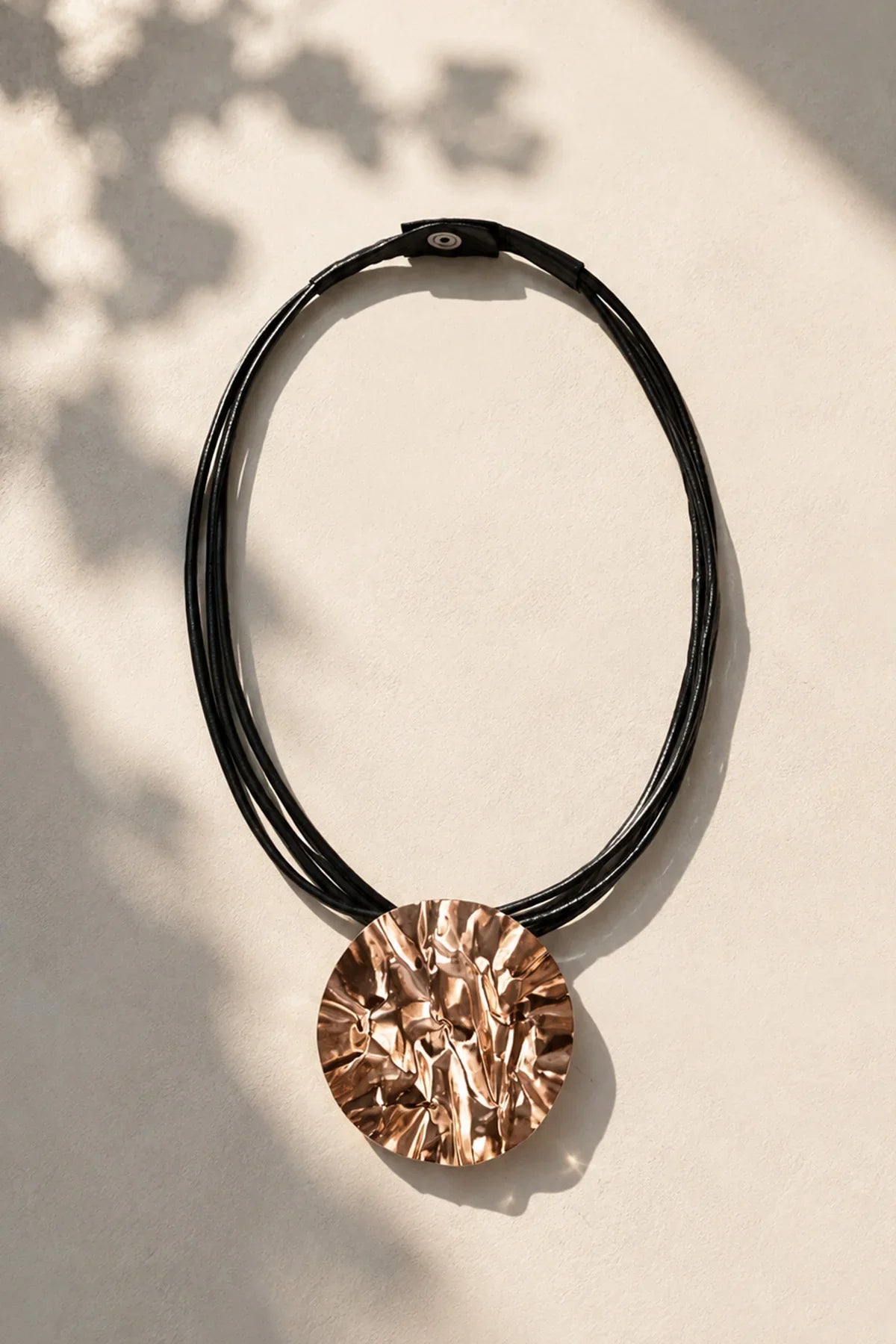 PURE COPPER CIRCULAR LEATHER NECKLACE
