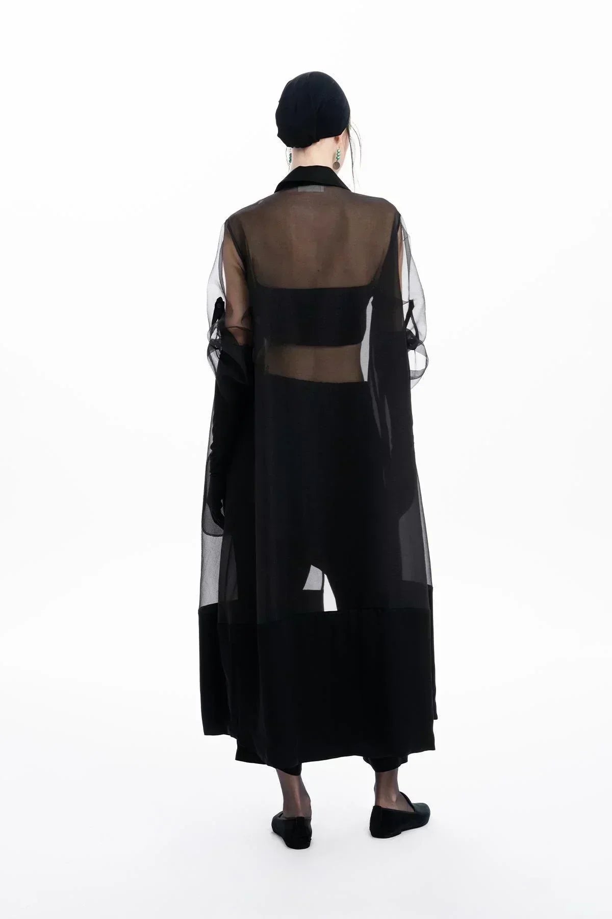 SİYAH GARNİLİ ORGANZE TRANSPARAN UZUN KAP