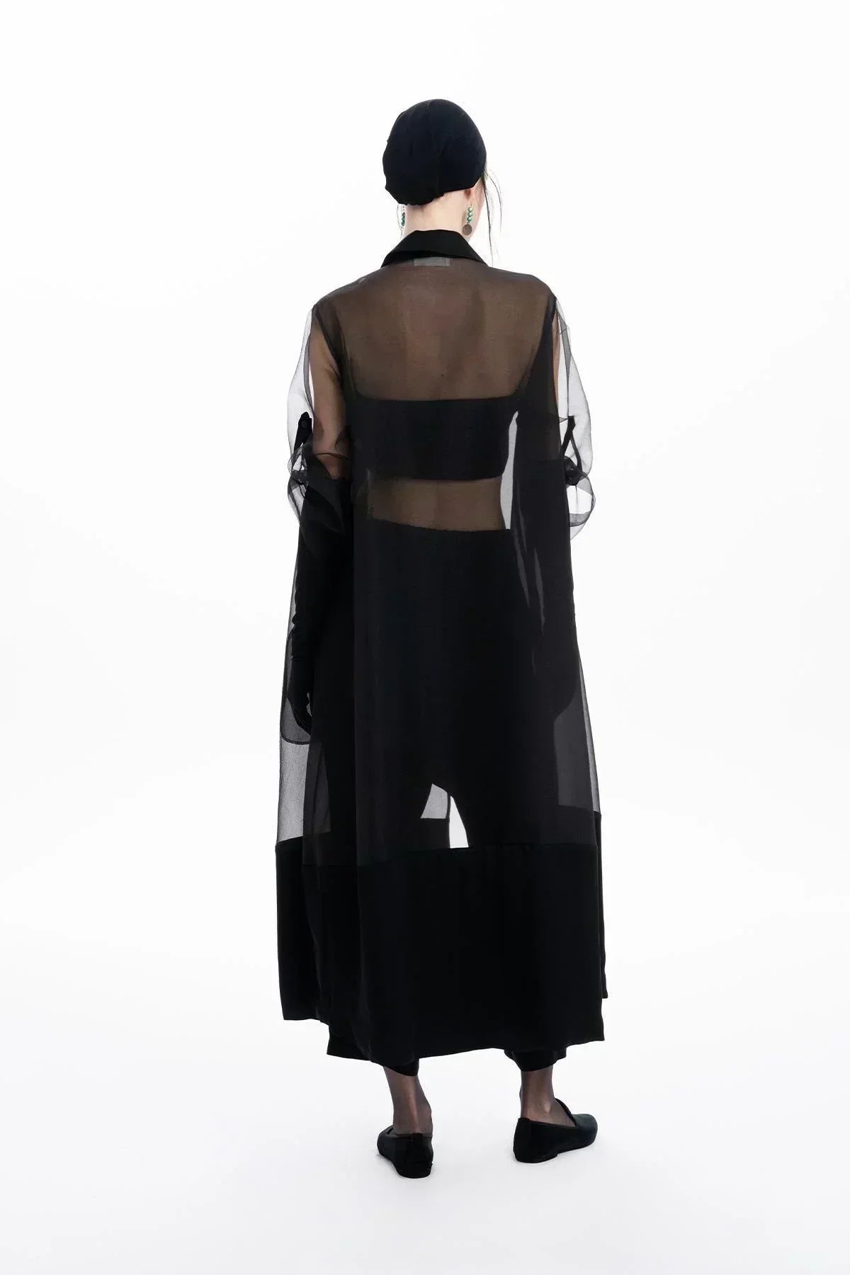 SİYAH GARNİLİ ORGANZE TRANSPARAN UZUN KAP