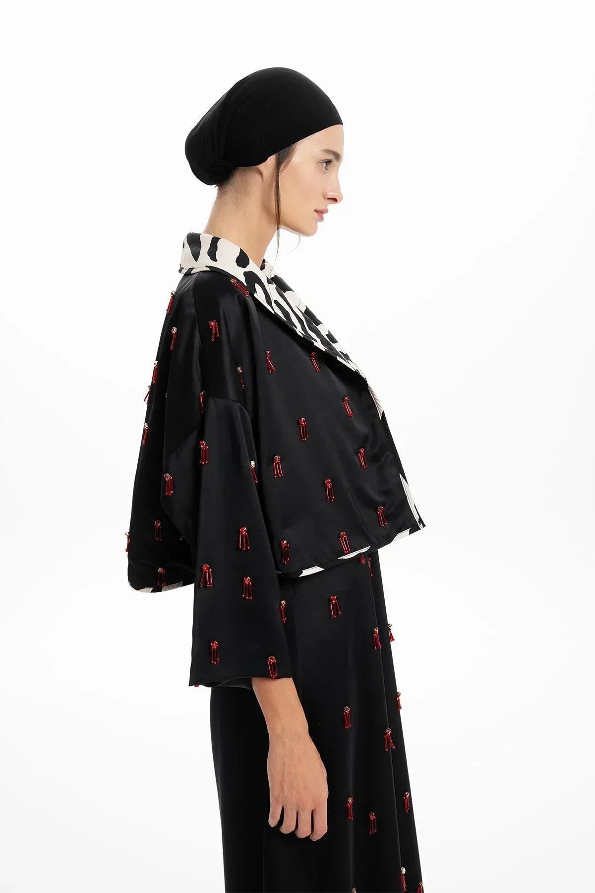 BLACK GARNISH HAND EMBROIDERED BEADED JACKET