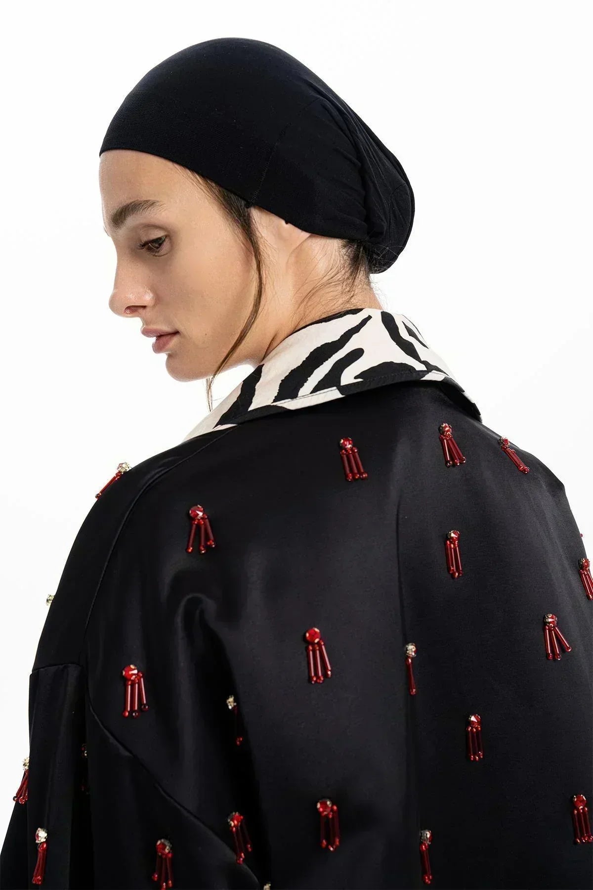 BLACK GARNISH HAND EMBROIDERED BEADED JACKET