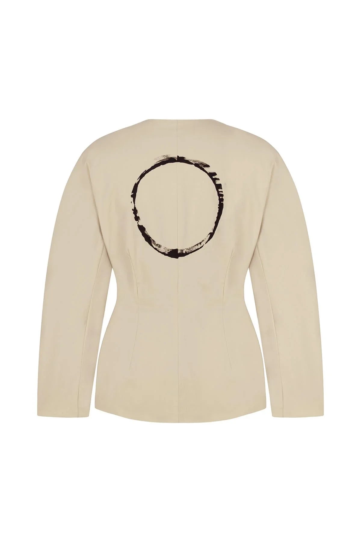 BEJ ARKASI DAİRE DESEN EL BOYAMASI BLAZER CEKET - MiiN