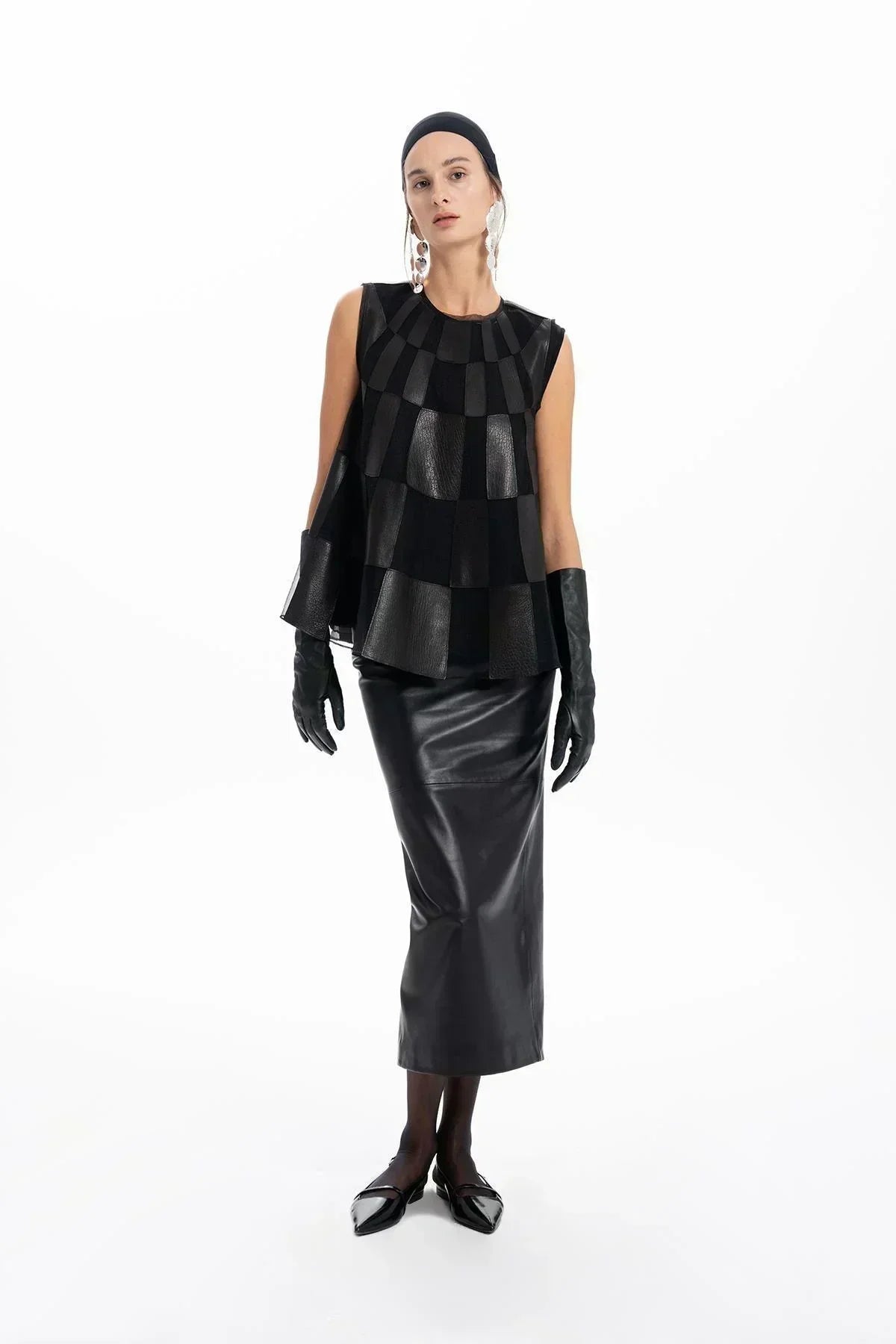 SİYAH DERİ UZUN KALEM ETEK - MiiN