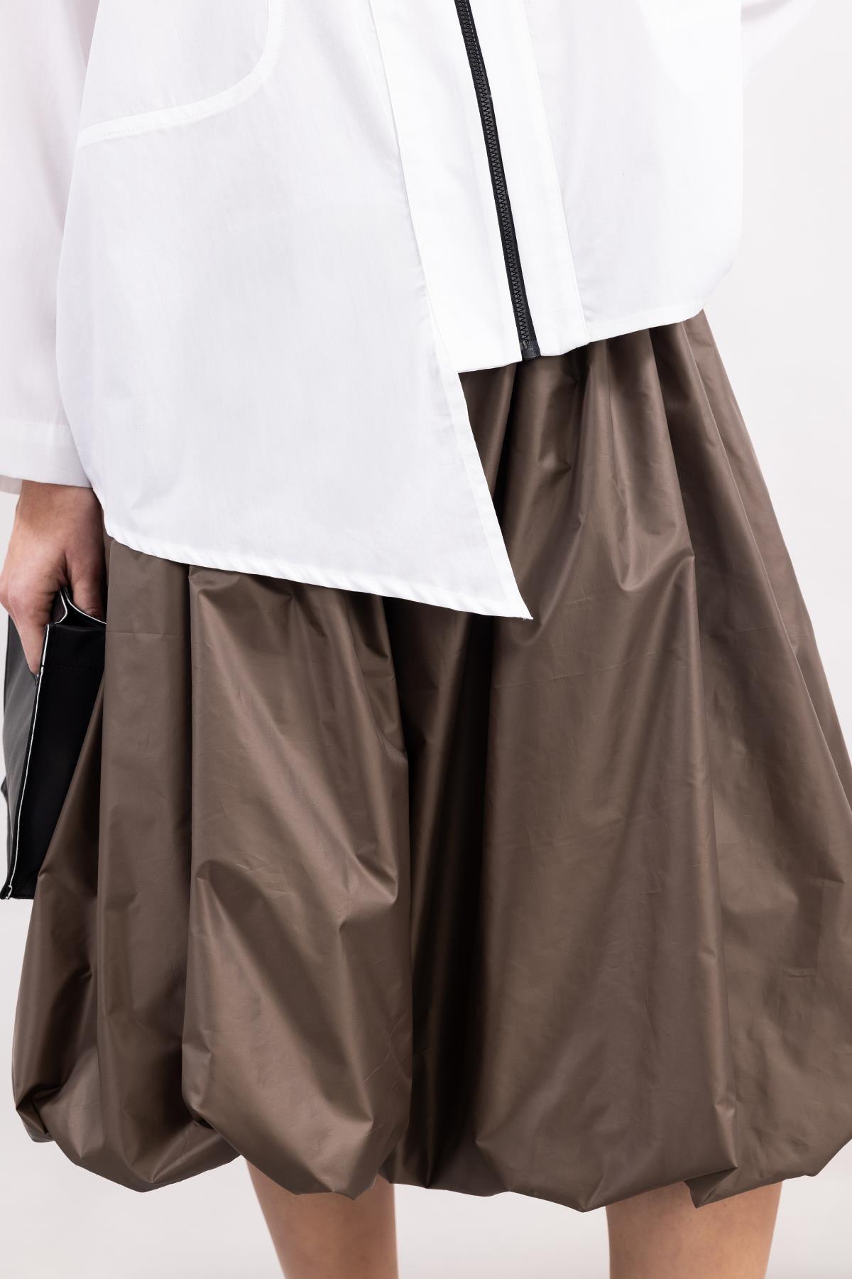MINK PARACHUTE FABRIC MIDI LENGTH BALLOON SKIRT
