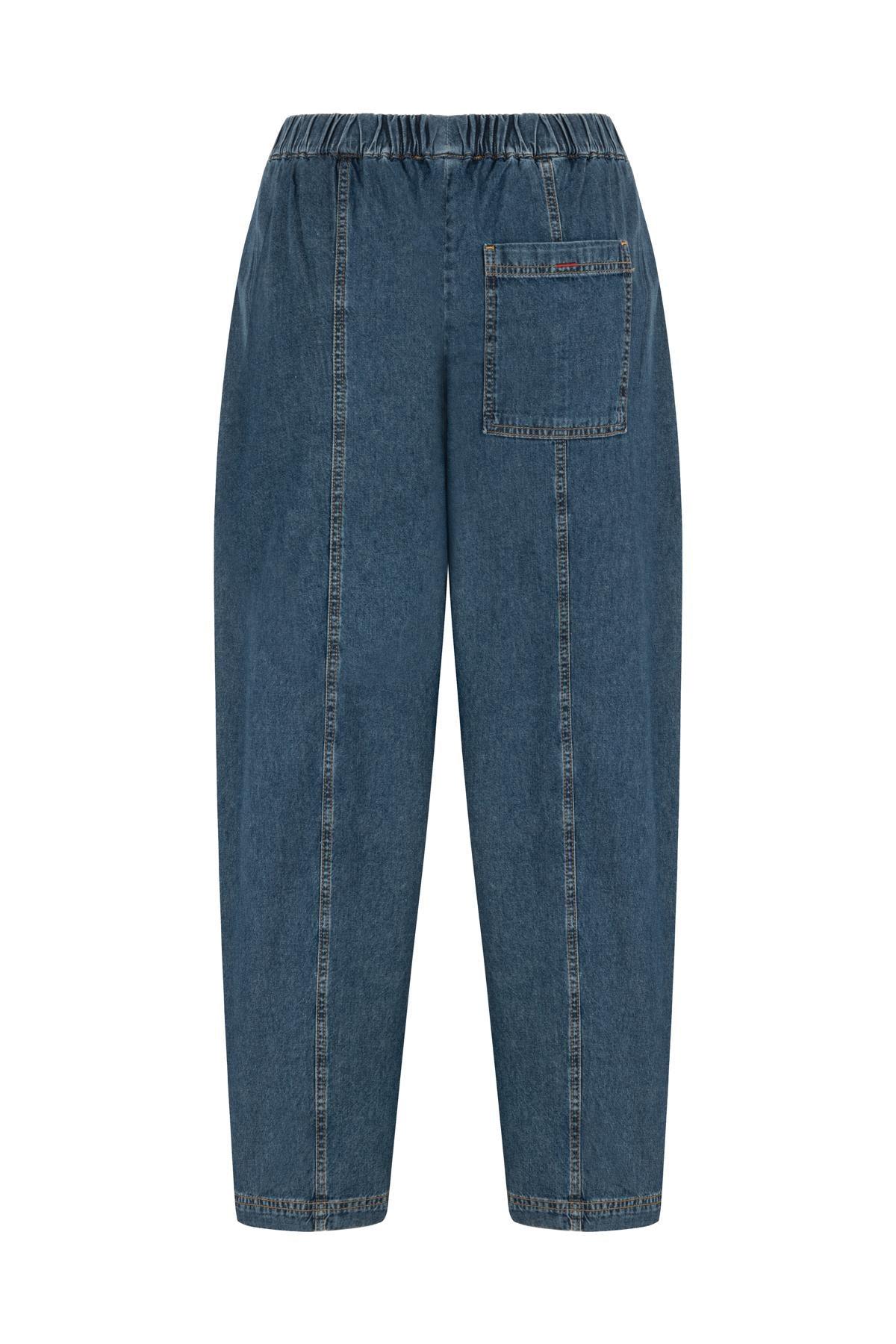 FERMUAR DETAYLI BOL PAÇA DENIM PANTOLON