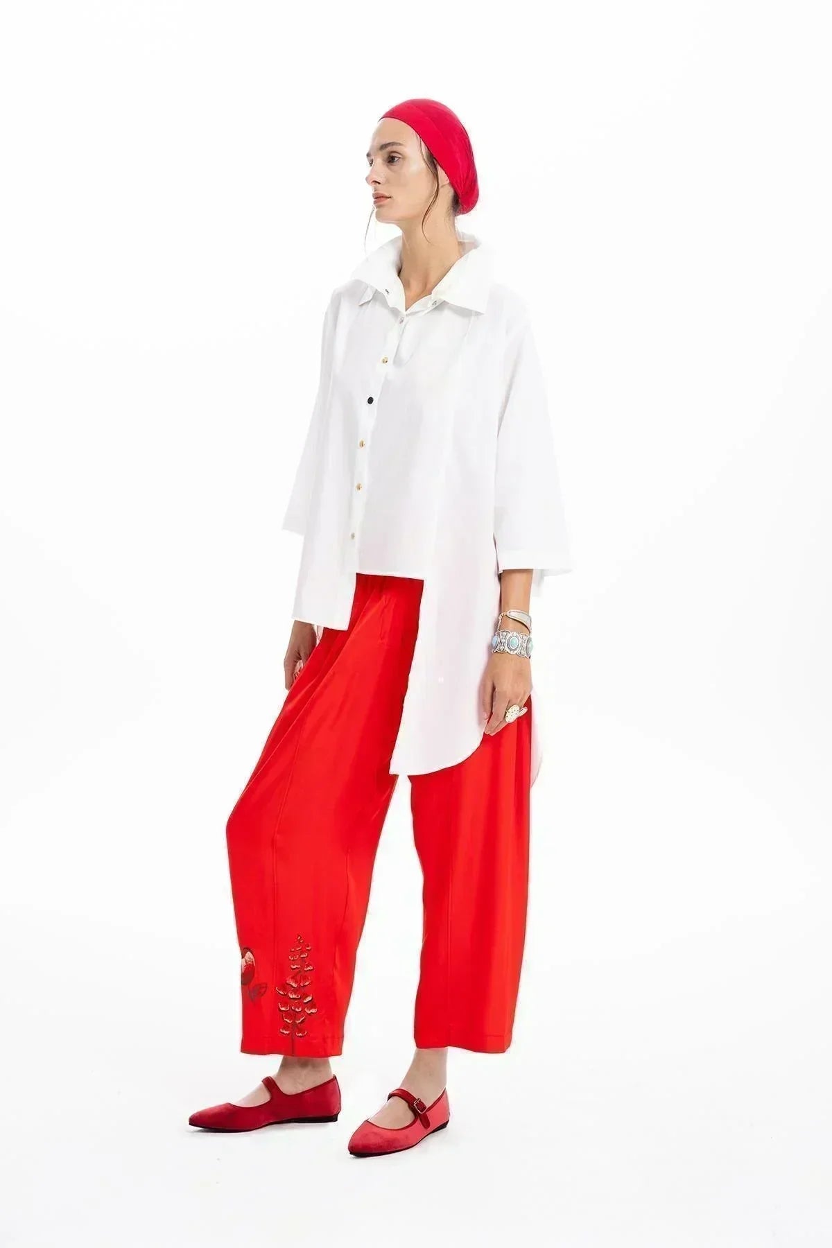 WHITE OVERSIZE ASYMMETRIC CUT SHIRT