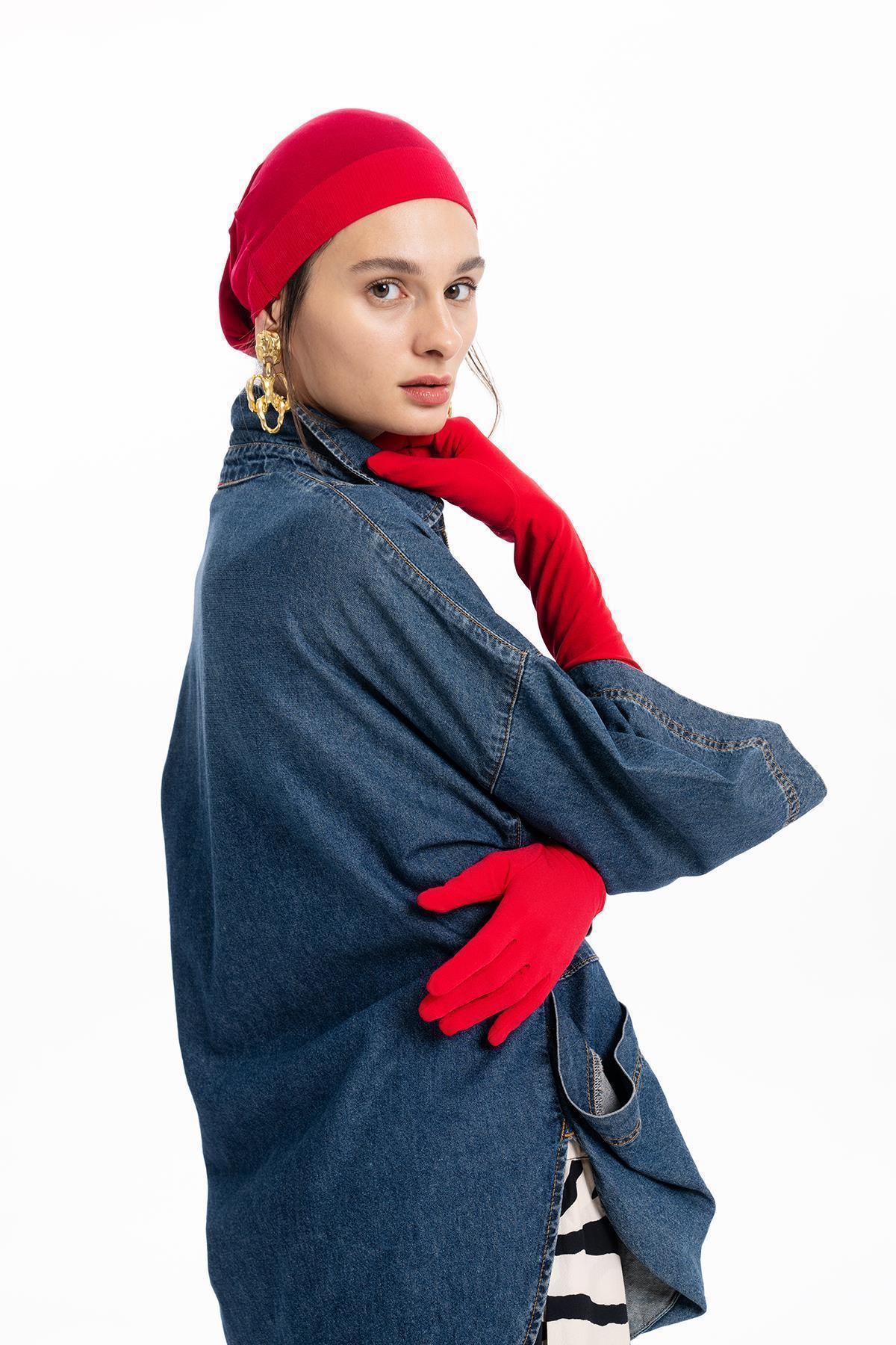 KOYU MAVİ DENIM FERMUARLI OVERSIZE GÖMLEK