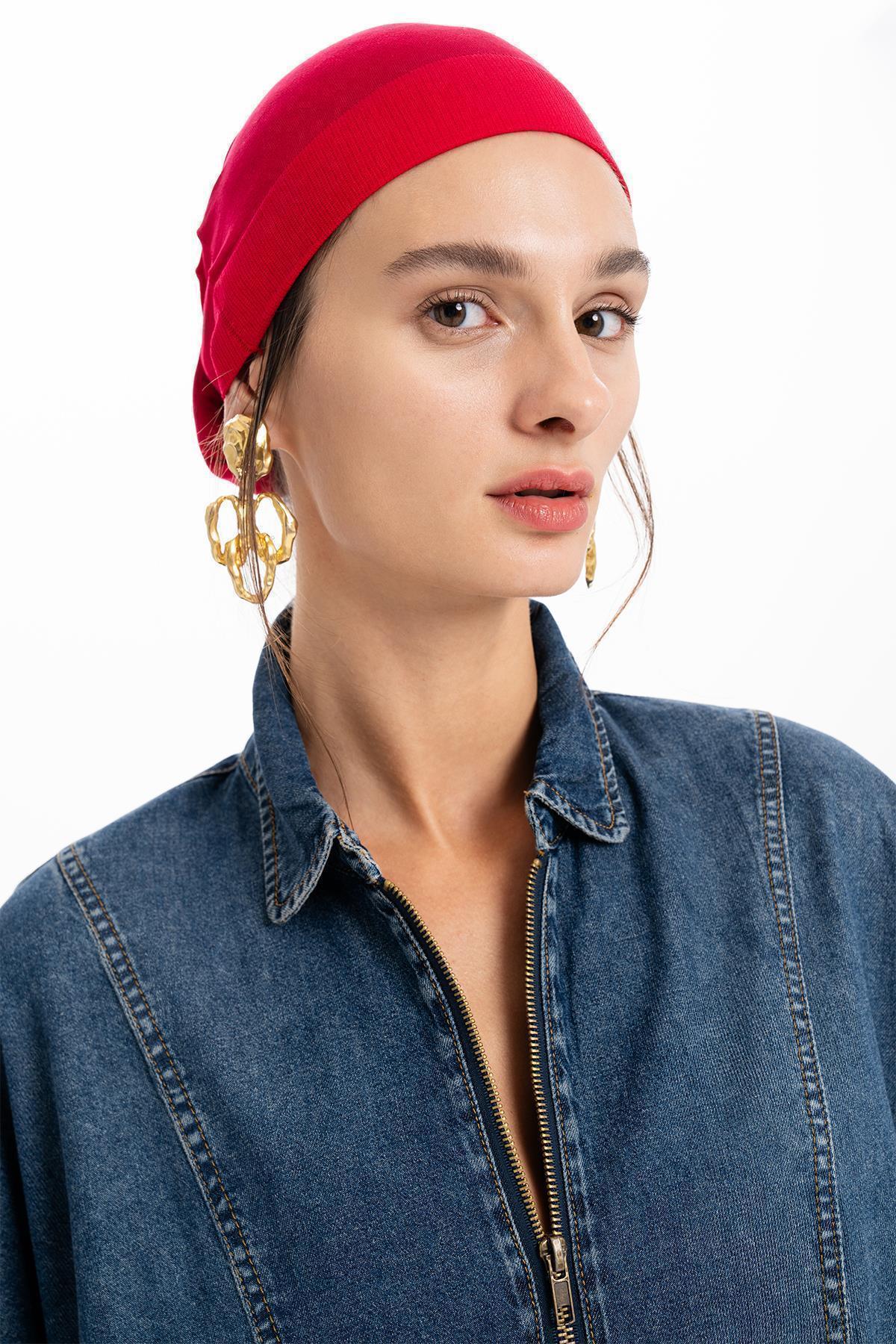 KOYU MAVİ DENIM FERMUARLI OVERSIZE GÖMLEK