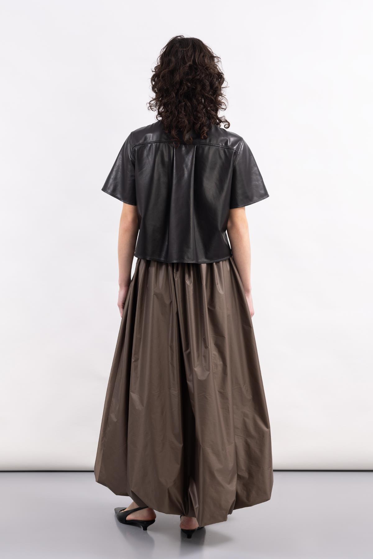 MINK PARACHUTE FABRIC LONG BALLOON SKIRT