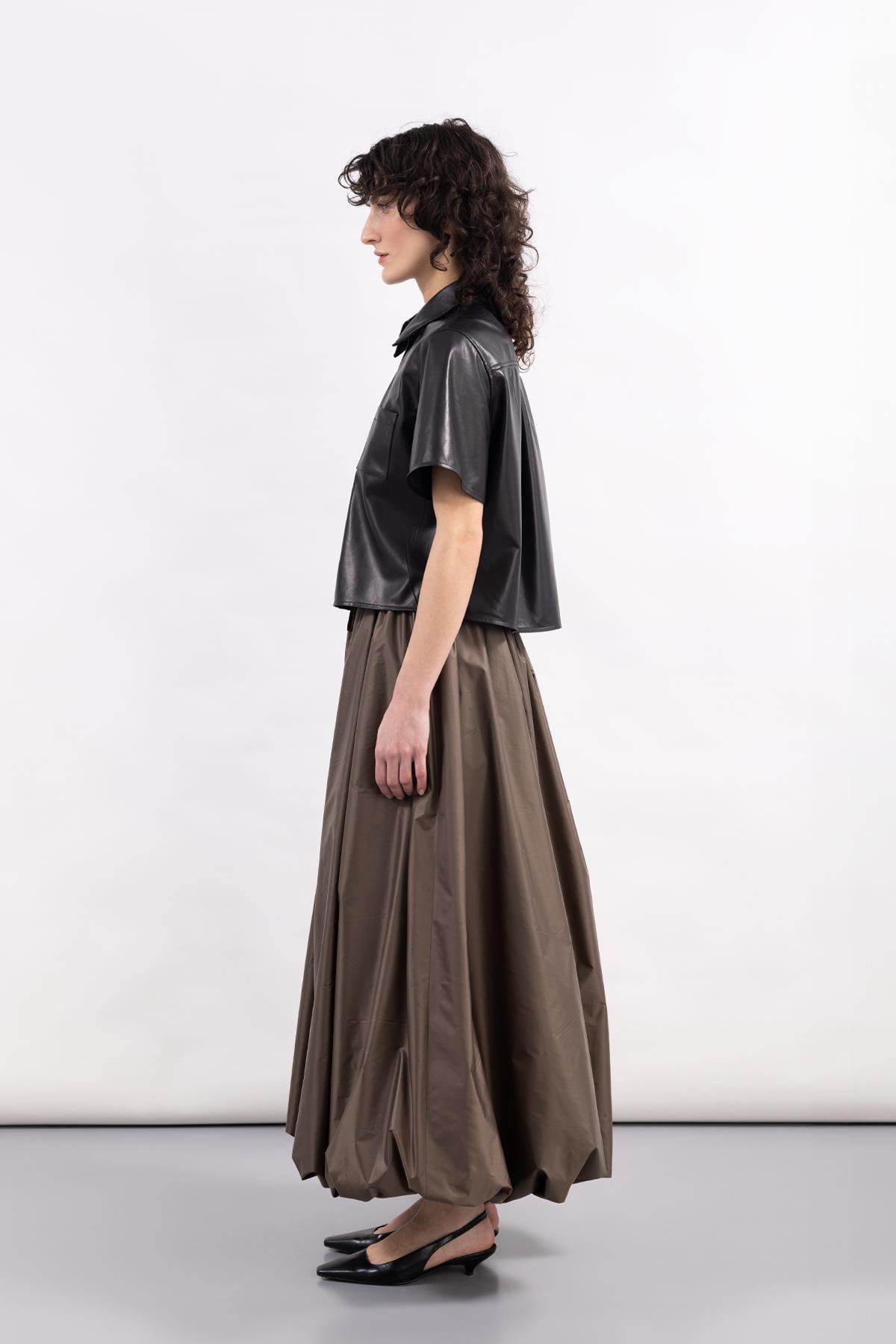 MINK PARACHUTE FABRIC LONG BALLOON SKIRT