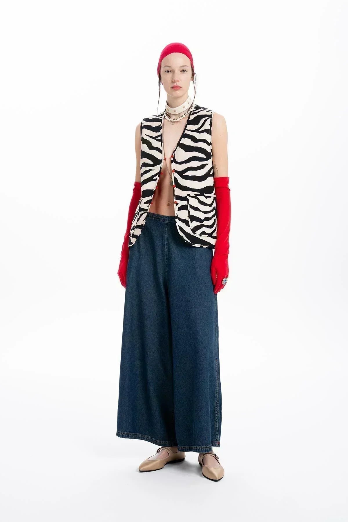 SLITTLE WIDE LEG DENIM TROUSERS