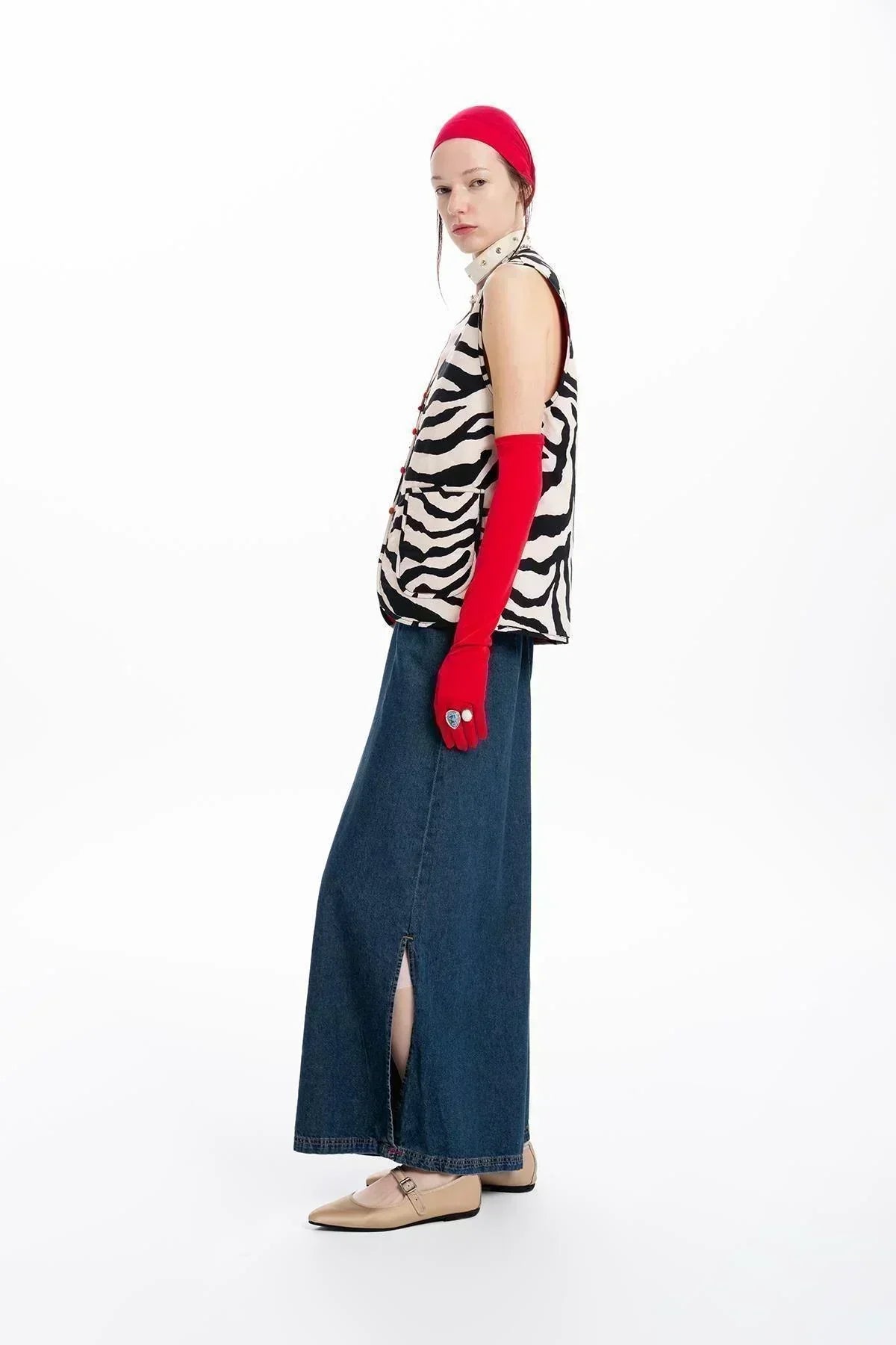 SLITTLE WIDE LEG DENIM TROUSERS