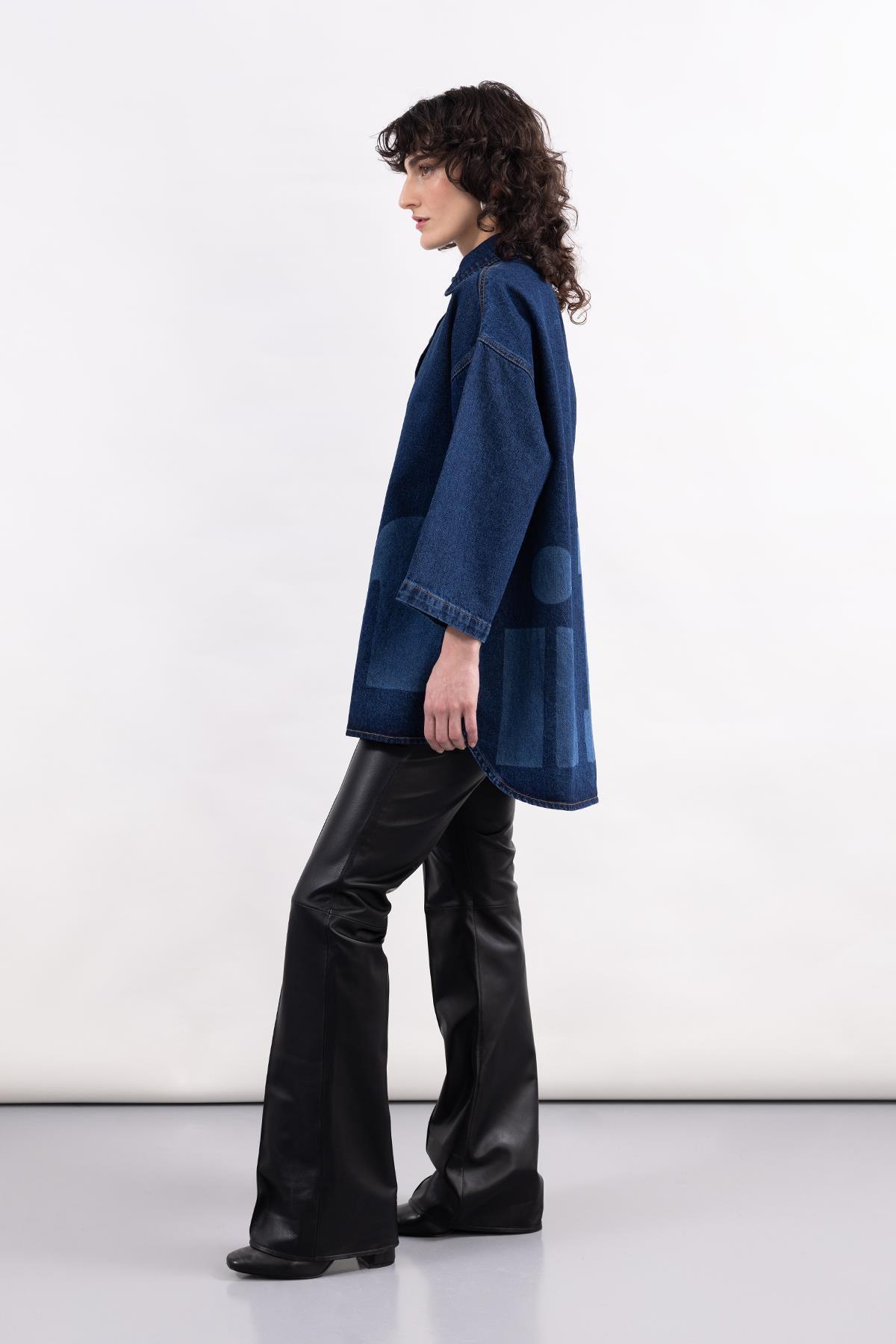 SİYAH CEPLİ ÖNÜ DİKİŞ DETAYLI DERİ PANTOLON - MiiN