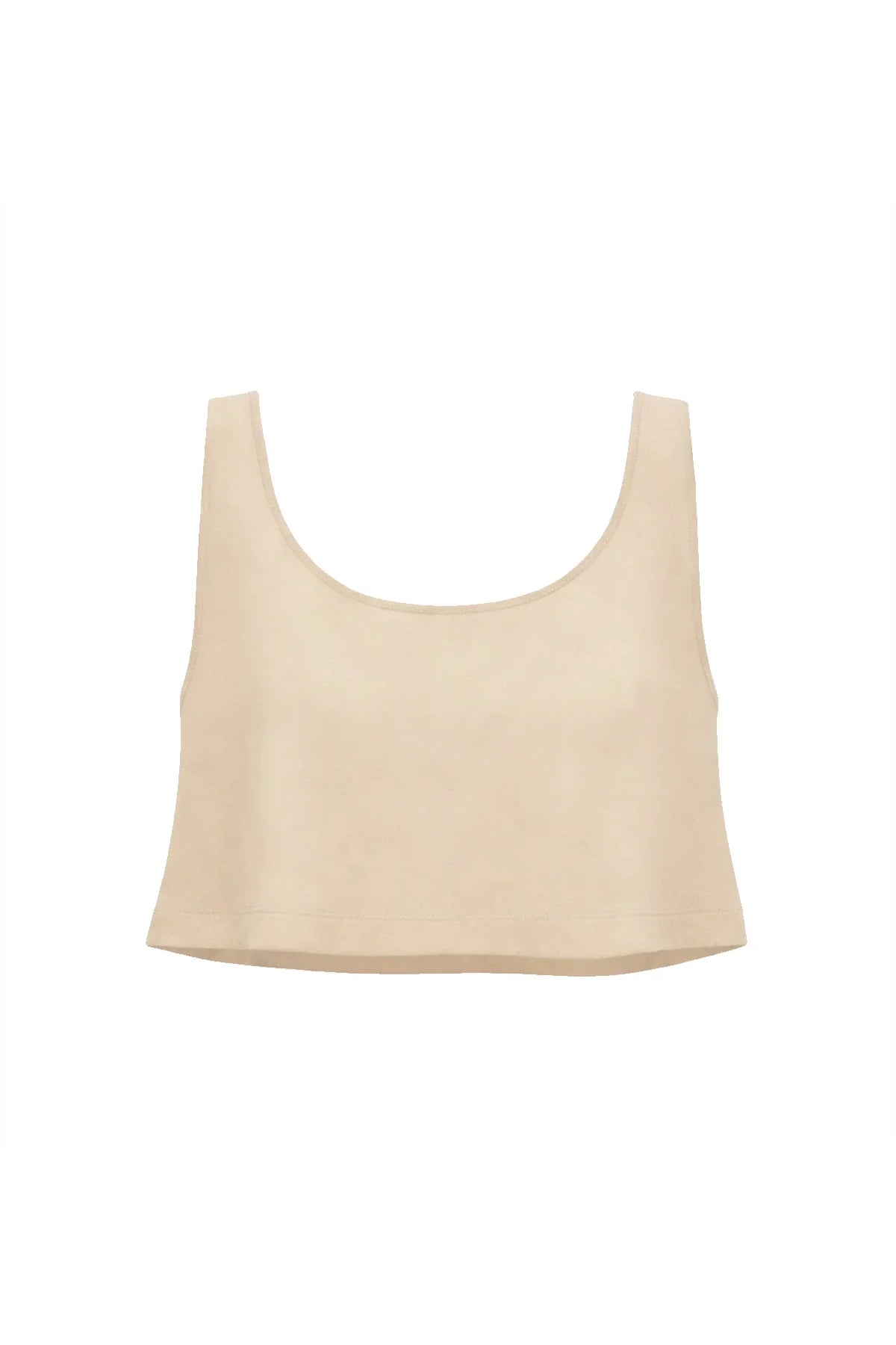 BEJ ASKILI U YAKA OVERSIZE CROP TOP - MiiN