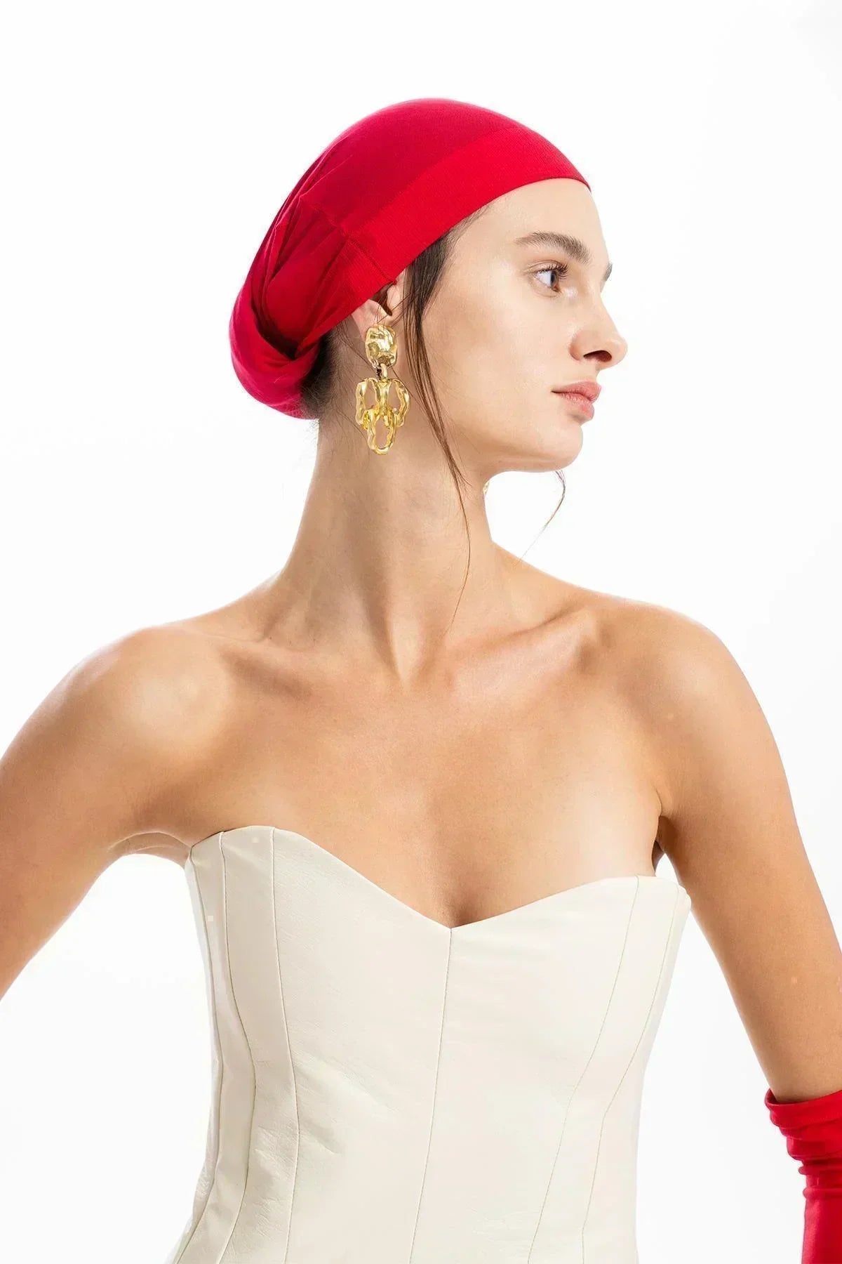 EKRU DERİ KORSAJLI BÜSTİYER