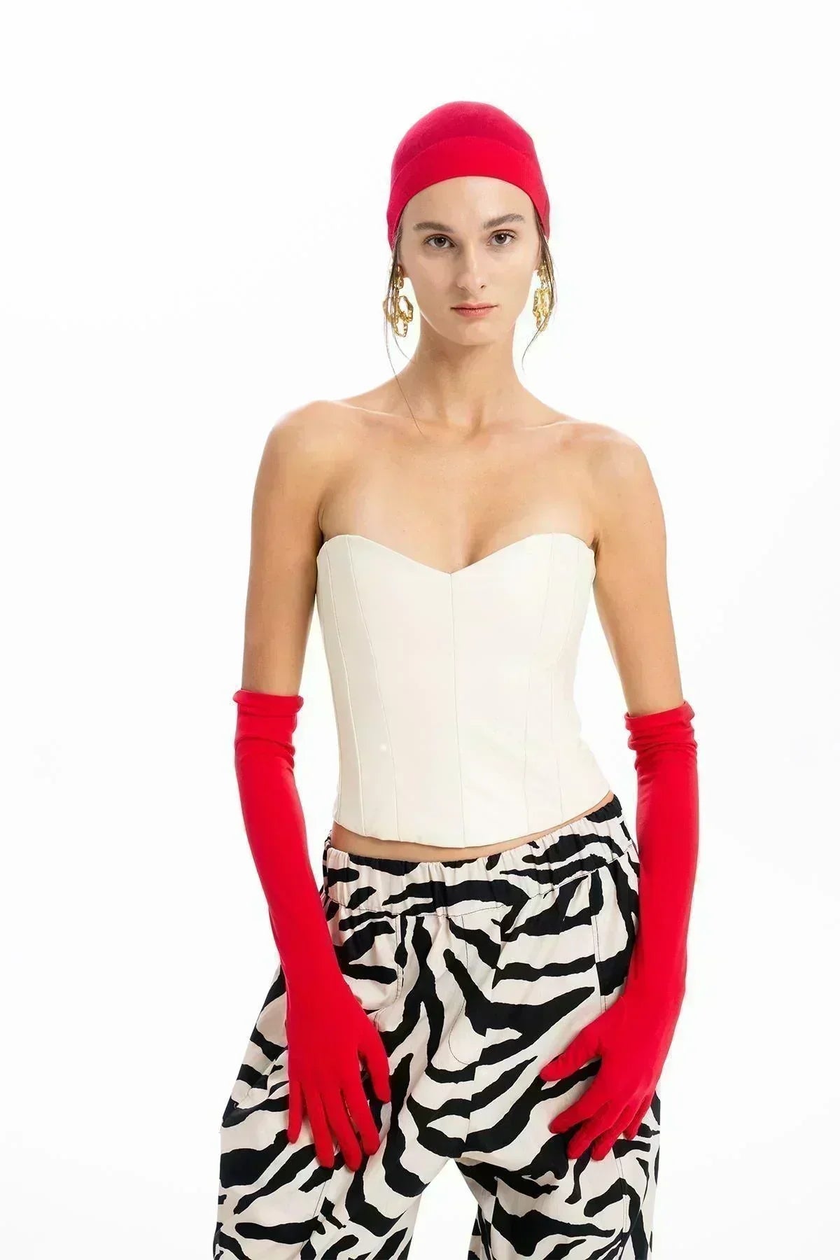 EKRU DERİ KORSAJLI BÜSTİYER - MiiN