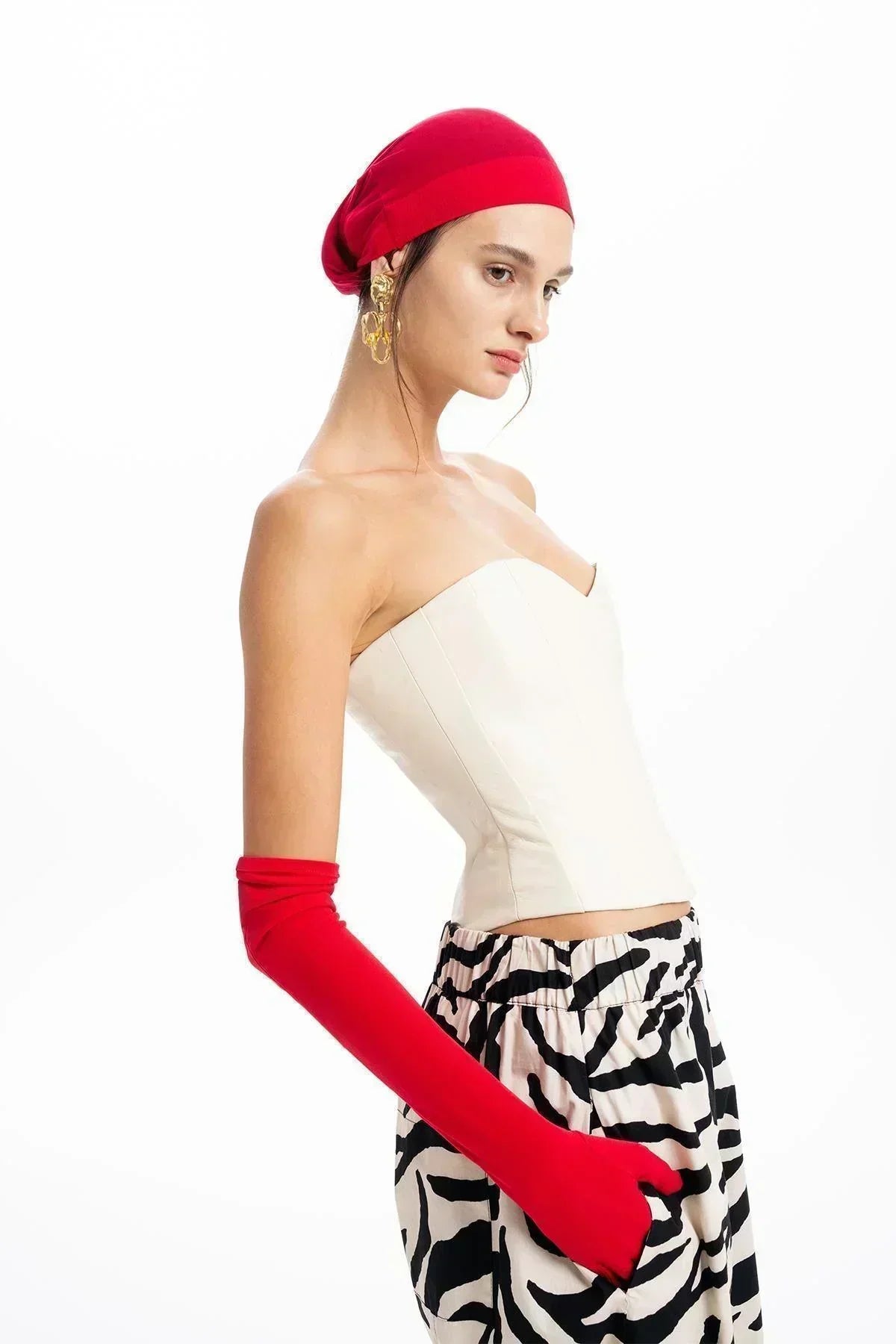 EKRU DERİ KORSAJLI BÜSTİYER