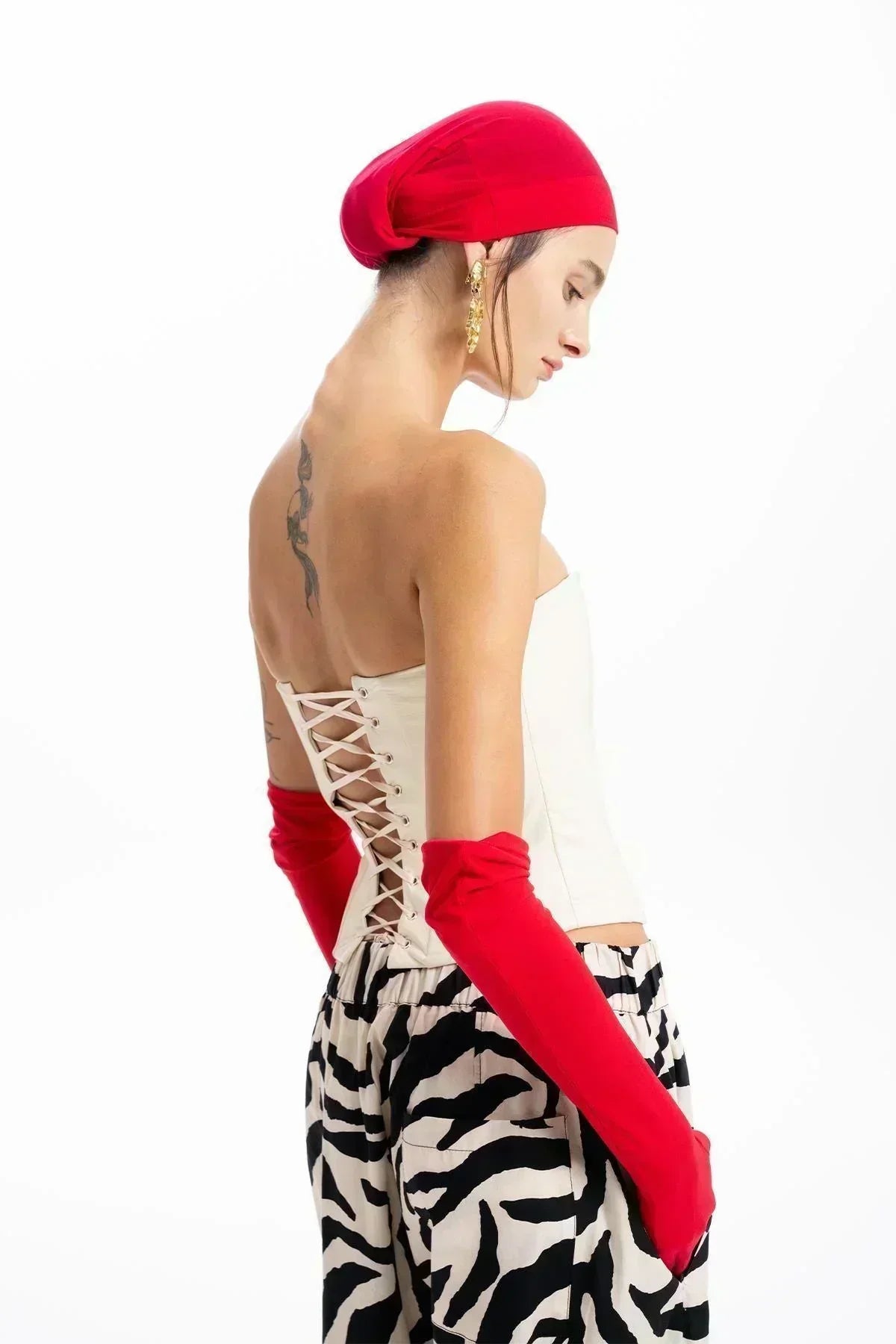 EKRU DERİ KORSAJLI BÜSTİYER - MiiN