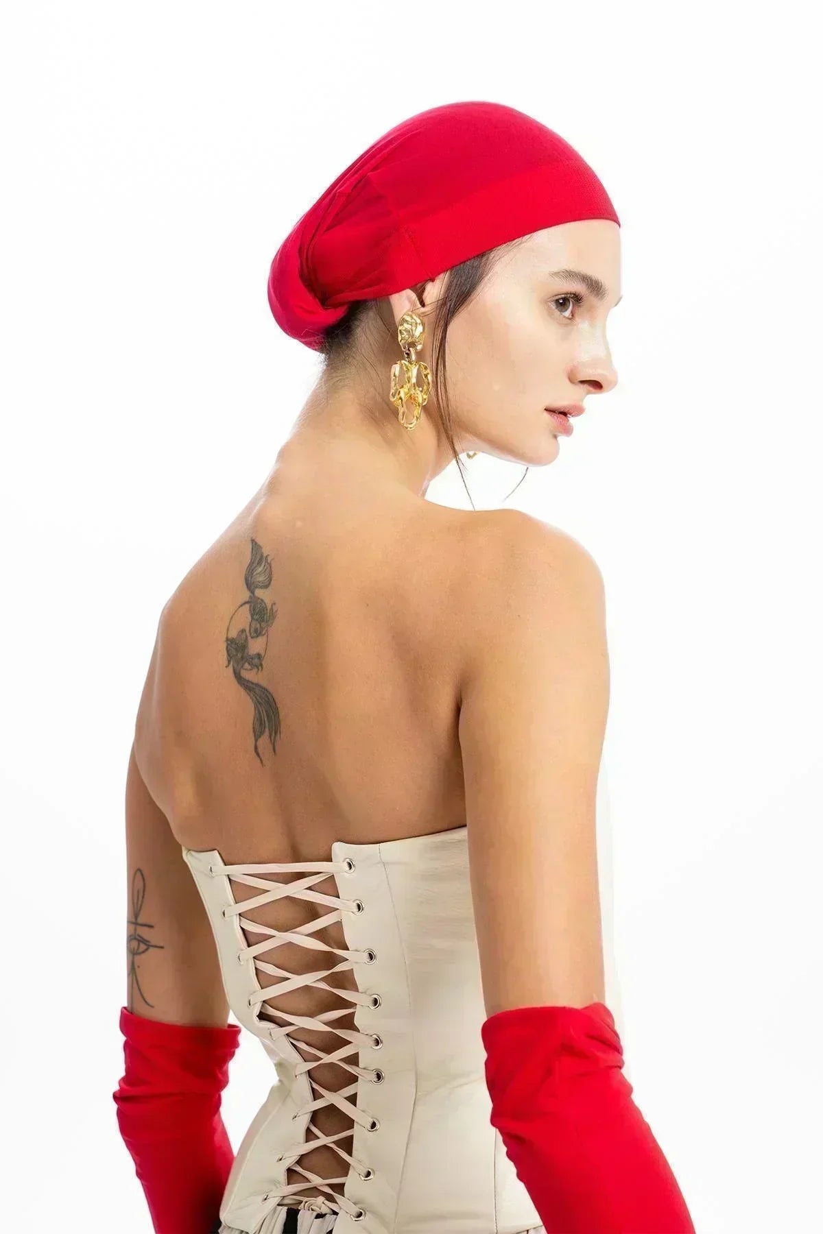 EKRU DERİ KORSAJLI BÜSTİYER - MiiN