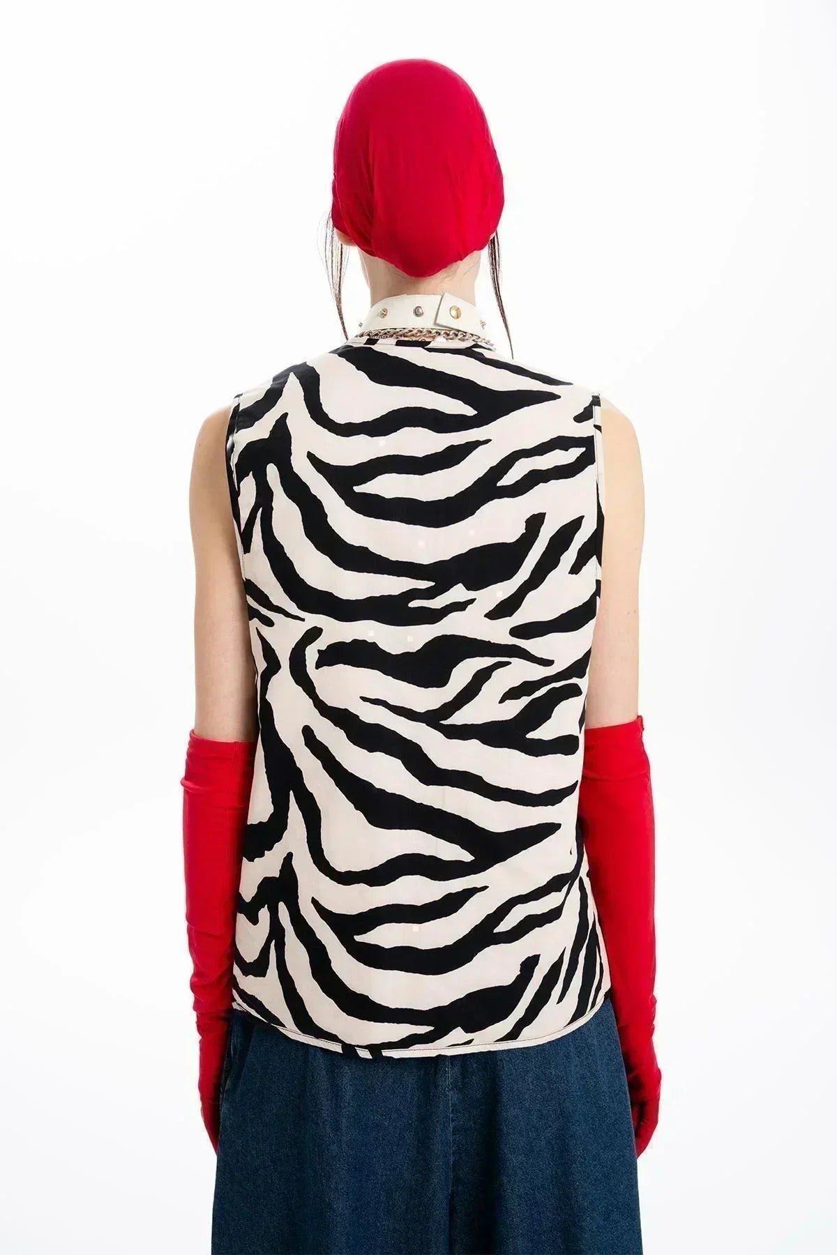 DOUBLE-SIDED QUILTED VEST WITH ZEBRA PATTERN