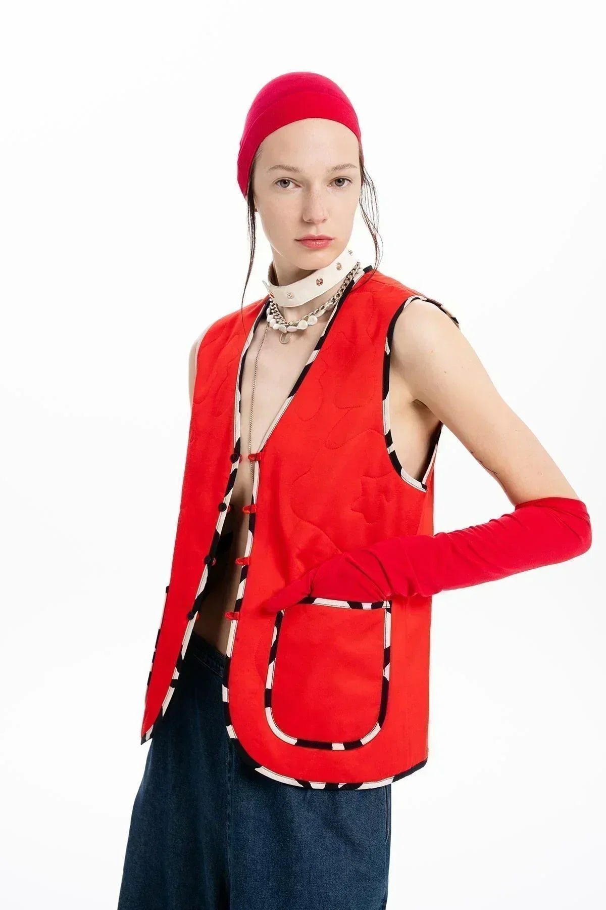 DOUBLE-SIDED QUILTED VEST WITH ZEBRA PATTERN
