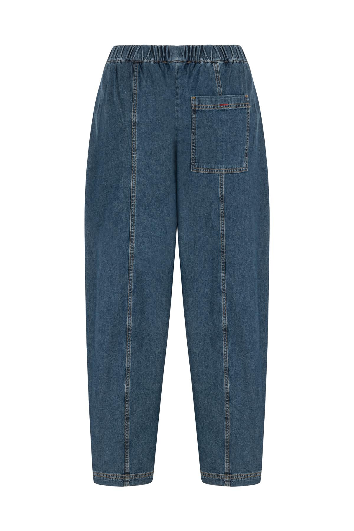 WIDE LEG DENIM TROUSERS WITH ZIPPER DETAIL