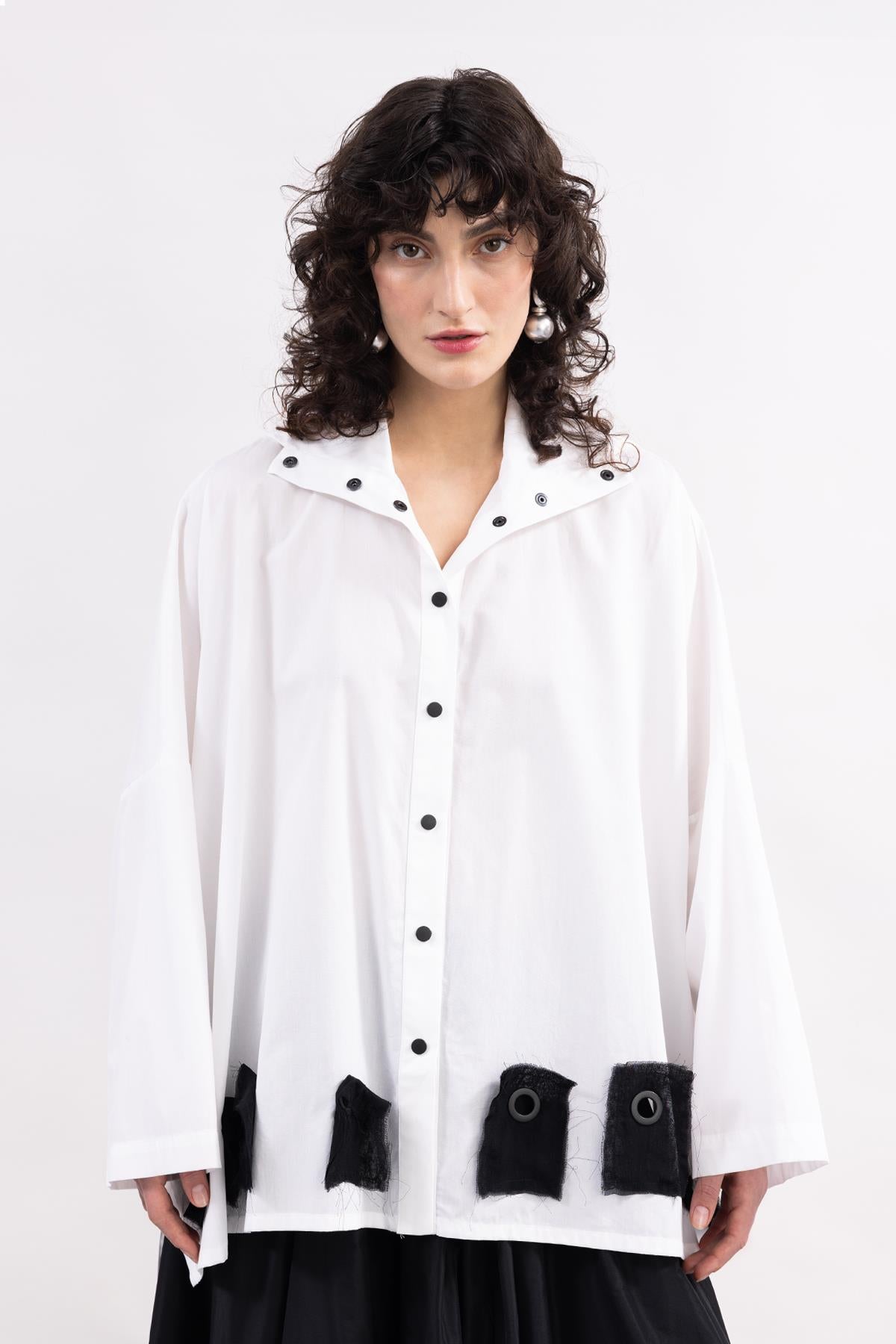 WHITE LONG SLEEVE POPLIN SHIRT