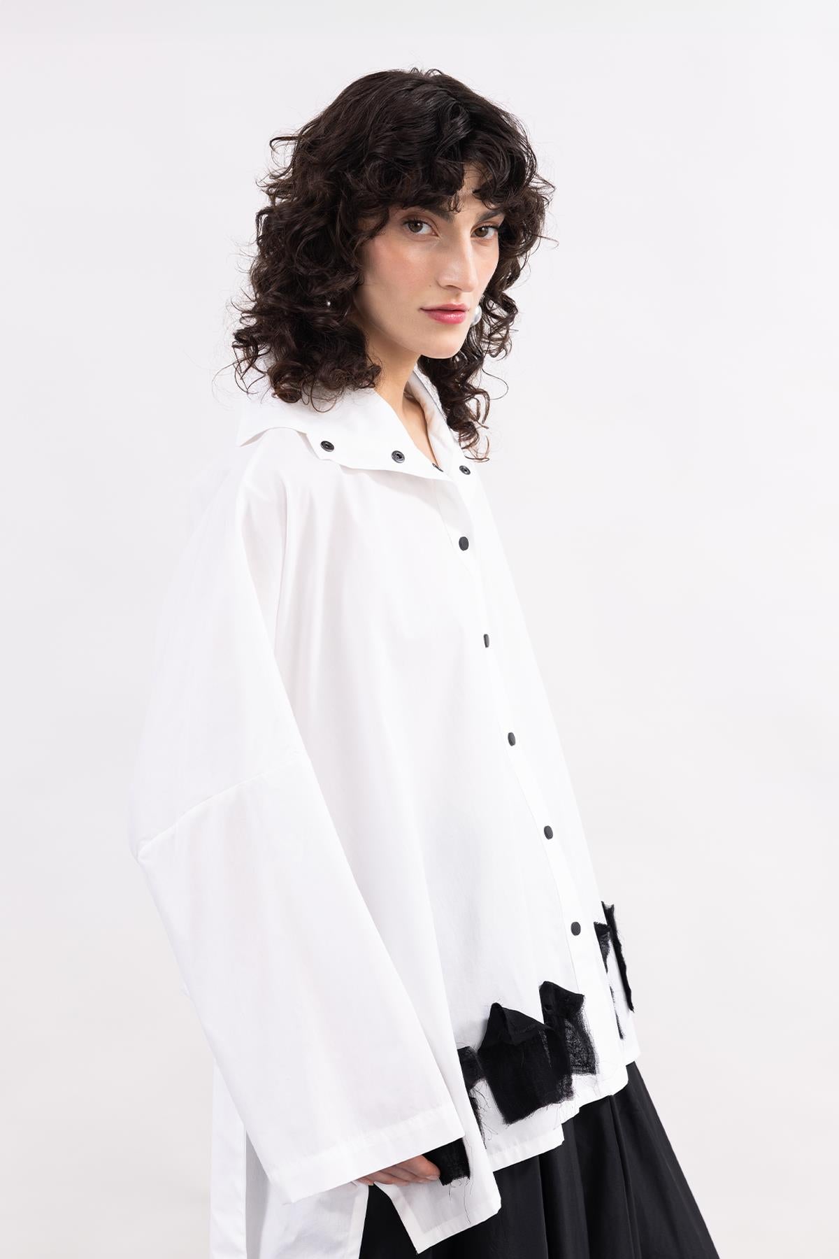 WHITE LONG SLEEVE POPLIN SHIRT