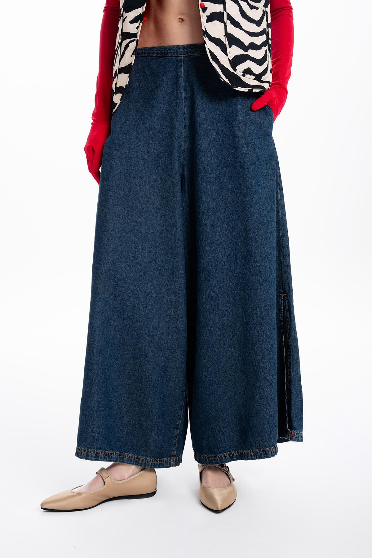 SLITTLE WIDE LEG DENIM TROUSERS