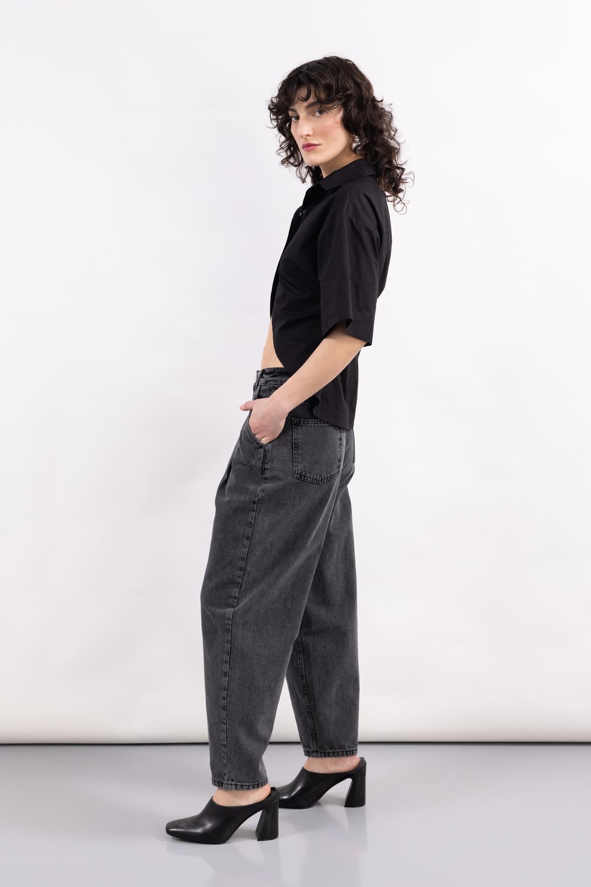 ANTHRACITE POCKET BLACK EYE DETAILED DENIM TROUSERS