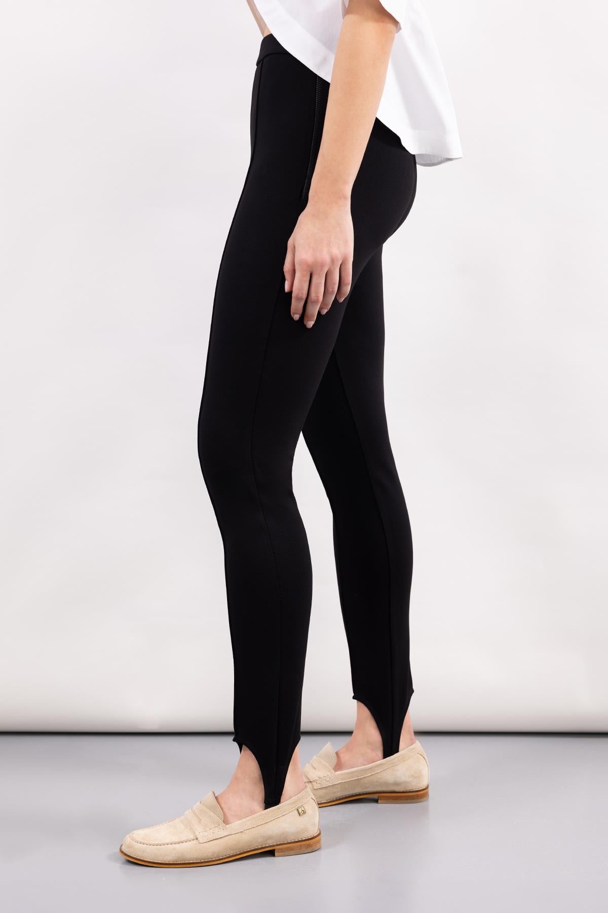 BLACK RIBBED KNITTED FABRIC FUZO LEGGINGS