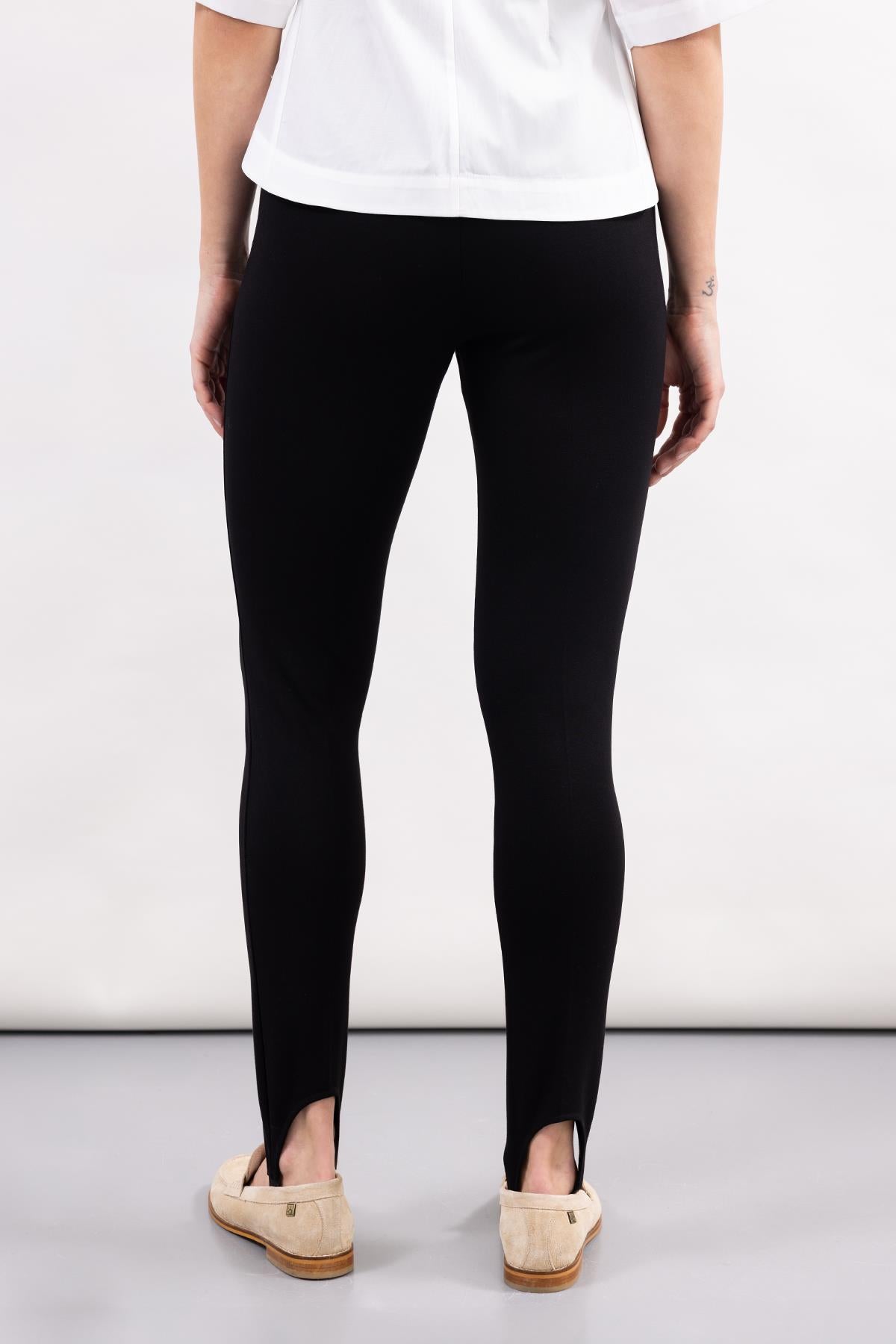 BLACK RIBBED KNITTED FABRIC FUZO LEGGINGS