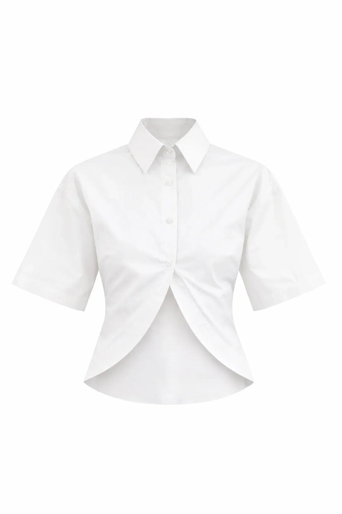 WHITE THREE QUARTER SLEEVE POPLIN SHIRT